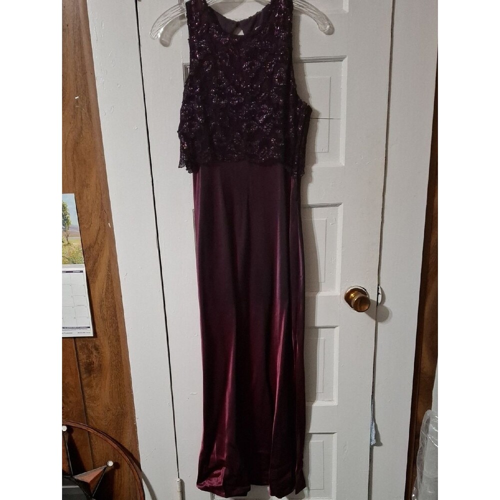 Steppin' Out Deep Plum Sequin Bodice Satin Gown (Mis201)
